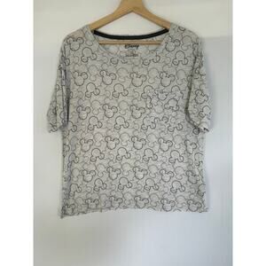 Disney Tonal Grey Mickey Mouse‎ Logo Pocket Tshirt- Size S